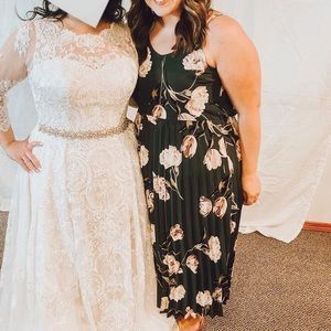 A New Day green floral pleated midi dress